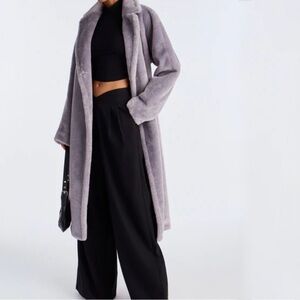 Fashion Nova New Stylish Gray Long Coat XS-S-M